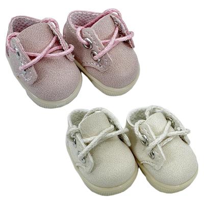 Niannyyhouse 10cm knuffel, schoenen x 2, katoenen poppenschoenen, schoenlengte ca. 3,8 cm, pop, verkleden (Roze+Beige)