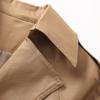 Womens Commuter Style V-Neck Slim Fit Mid-Length Trench Coat Solid Color Double-Breasted Long Sleeve