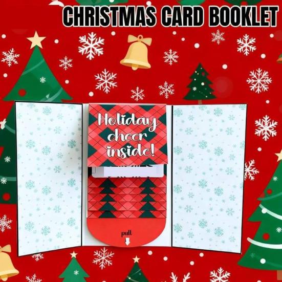Handmade Waterfall Christmas Gift Card Booklet Creative Holiday Gift Card Festive Cash & Voucher Holder for Group Gifting