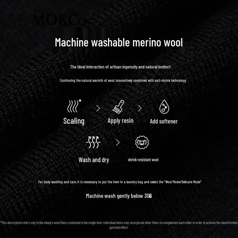 MO&Co. 2024 Autumn Machine Washable Wool Blend Color Block Cardigan