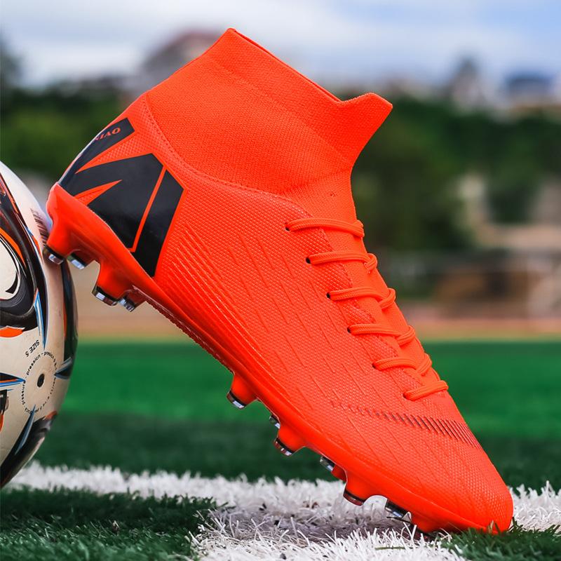 Spring New Fashion Trend Casual Shoes Men's and Women's Lace-up Outdoor Broken Nail Football Shoes Men's High-top Training Shoes