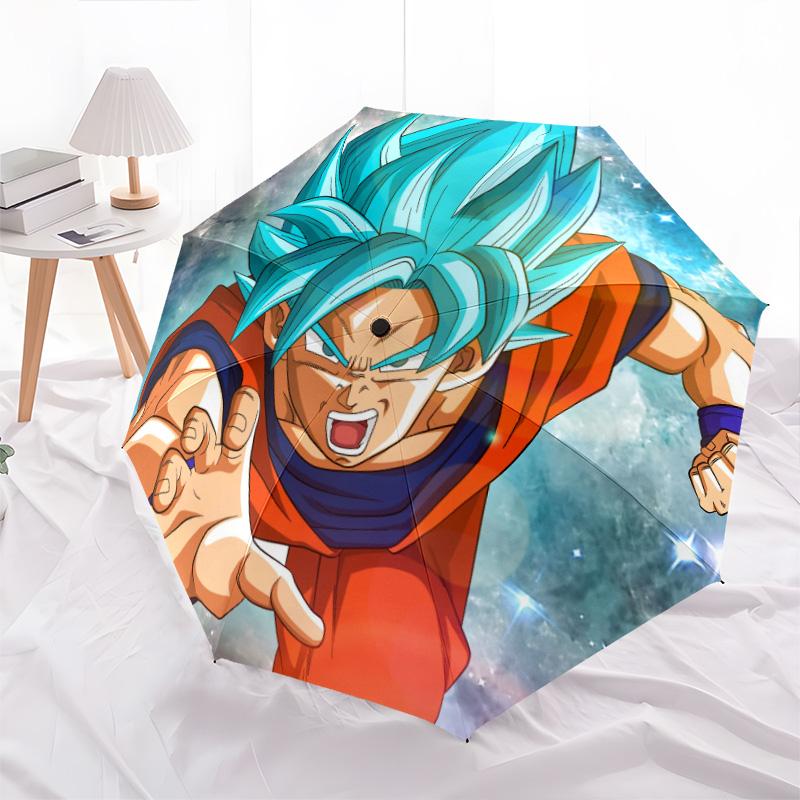 Dragon Ball Figures pattern, automatic folding umbrella, portable and foldable design, 8 ribs, a Christmas or birthday gift.