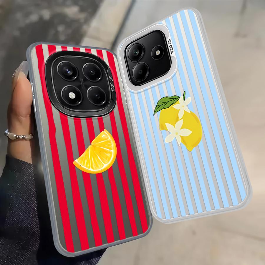 Lemon Cool Stripe Pattern Back Phone Cover Case for Xiaomi Mi 11 Lite 12T Pro 13T