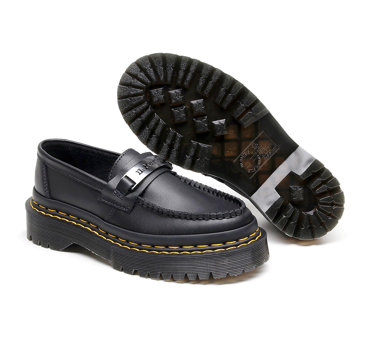 

Лоферы для пересечения границ: Низкие туфли унисекс из натуральной кожи в британском стиле, двойная желтая строчка. 43 чёрный