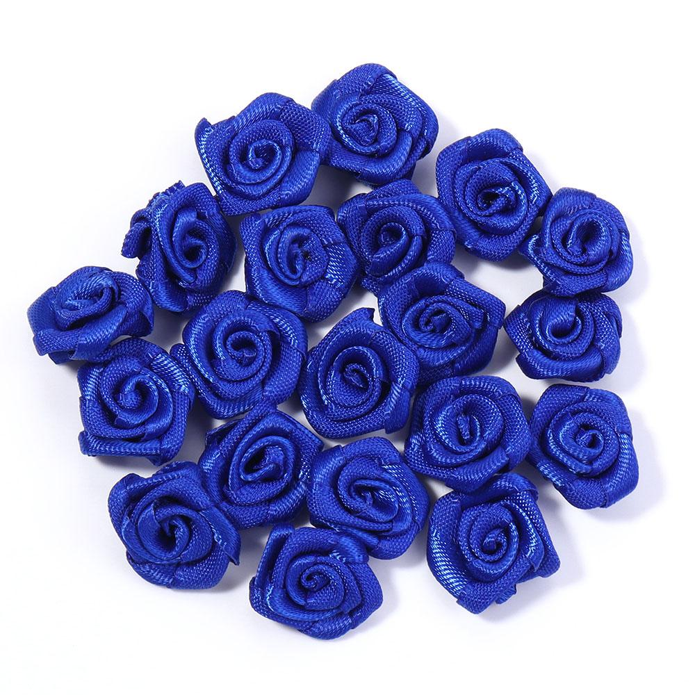 20pcs 1.5cm Polyester Rose Flowers Colorful Mini Artificial Flowers For Wedding Party DIY Wreath Clothing Headwear Decoration