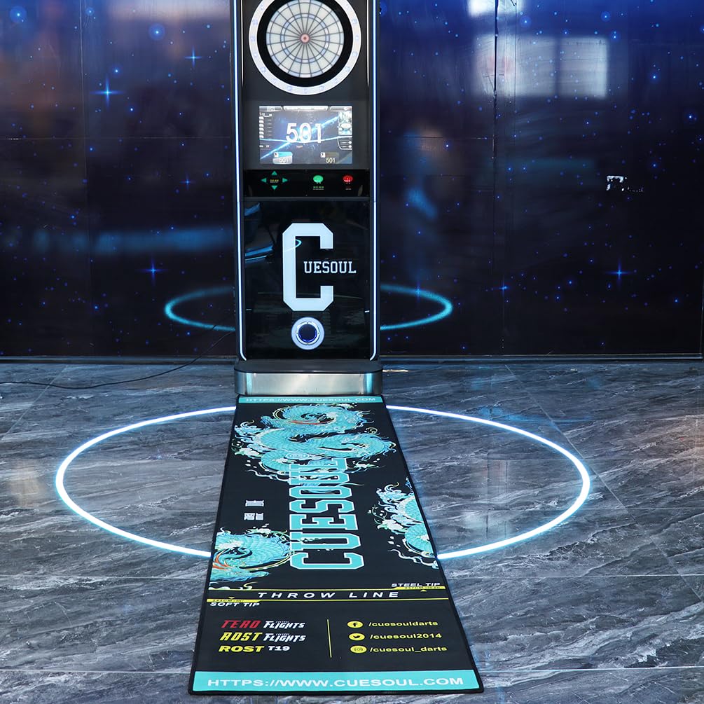 CUESOUL Heavy Duty Dart Mat Official Soft Steel Tip Throw Line Seiryu Design & CSDA-BD-10