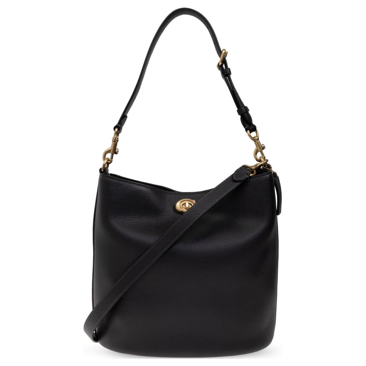

Coach Willow 28 Adjustable Detachable Shoulder Strap Lock Closure Leather Bucket Bag Women bags Black CW624-B4BK Basic Set (Bag+Dust Bag)