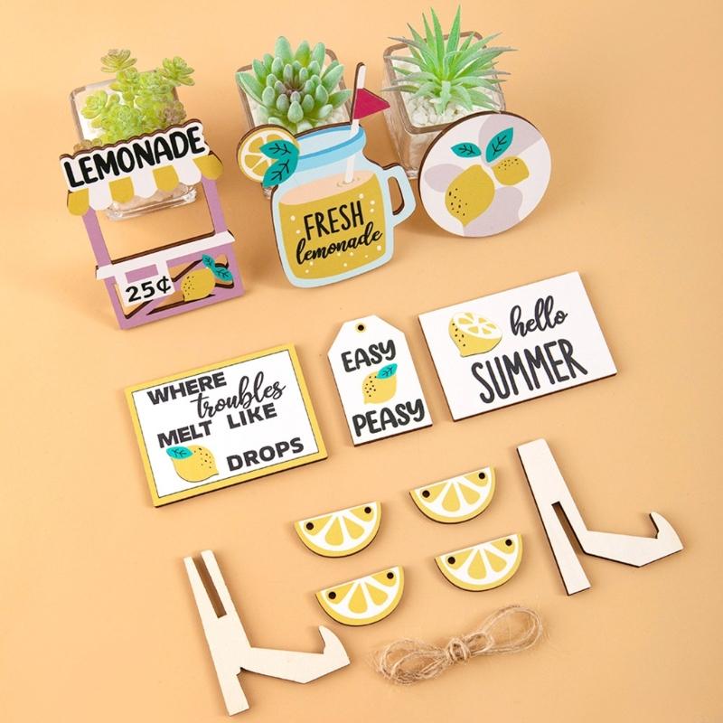 KX4B 1Set Lemon Tiered Tray Decor Party Background Decor for Indoor Outdoor Garden Yard Party Decoration