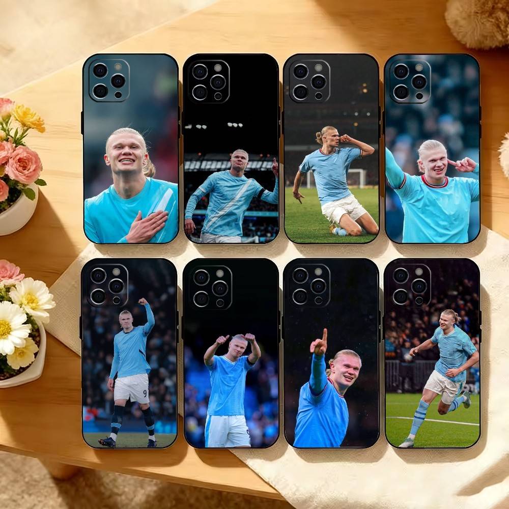 Football Star E-Erling H-Haaland Phone Case For iPhone 17, 16,15,14,13,12,11 Plus,Pro Max, Others Soft Black Cover