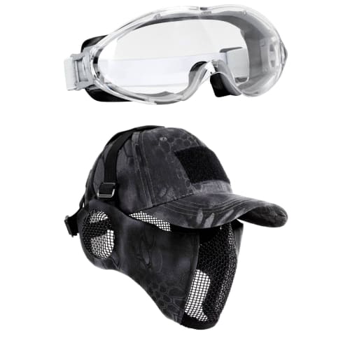 Roof Ren Airsoft Mask, Goggles, Hat, and Gear Set, Eyeglasses Compatible, Tactical, and Eyeglasses Compatible (3-Piece Set, 2 Typhoons)
