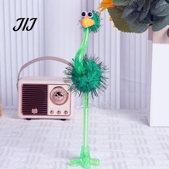 Cute Desk Decoration Pens Cartoon Ostrich Plastic Ballpoint Pens, Funny Freestanding Pen, 0.5mm Pen Tip, Plush Fluffy Ball Furry Writing for Students