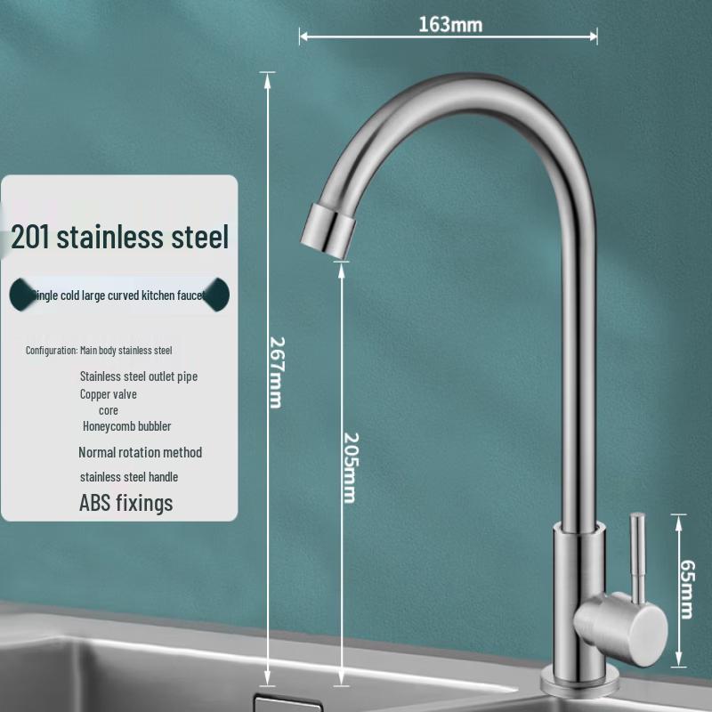 

TLXT Нержавеющая сталь Однорычажный Холодный Кухонный Смеситель