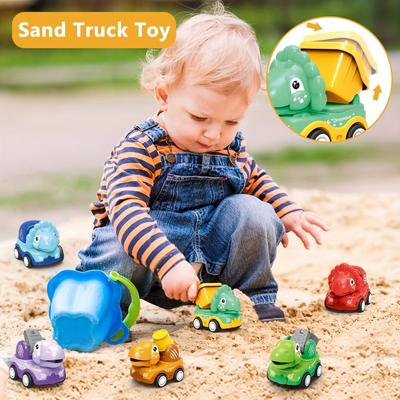 6pcs Magical Pull-back Toy Car Montessori Cute Friction-Powered Vehicle Plastic Educational Dinosaur Toy Cars Set Birthday Gift