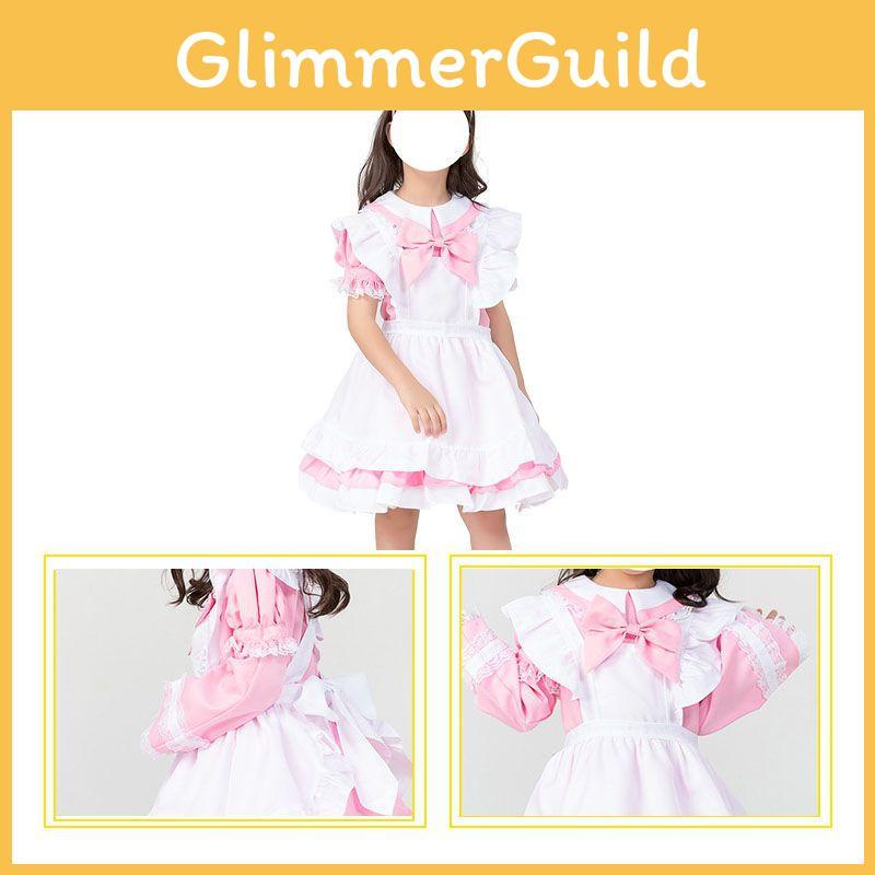 Whimsical Kids Lolita Dress Anime Maid Stage Costume In Pink Ideal For Role Play Fun