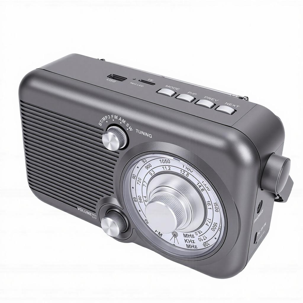 Portable AM FM SW Radio Transistor Radio 60W Retro Bluetooth Speaker with Headphone Jack USB Bluetooth MP3 Playback for