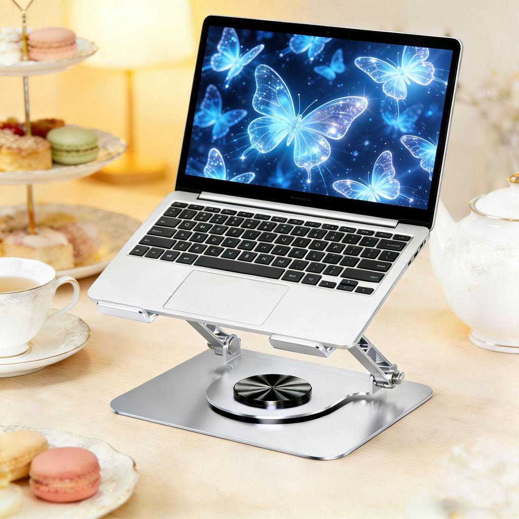 Adjustable Rotating Laptop Stand with Cooling Base