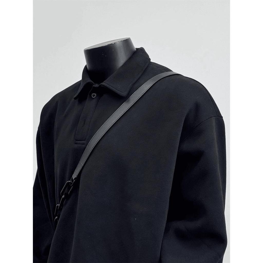 Unisex Long-Sleeve Solid Color Casual Polo Collar Sweatshirt for Fall and Winter