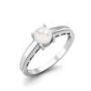 925 Sterling Silver 0.50 Cts Round Pearl Solitaire Beaded Shank Anniversary Women Ring