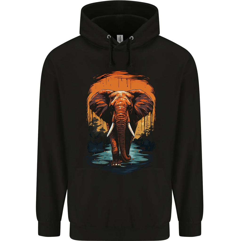 Elephant Sunset hoodie-Casual Pullover Sweatshirt