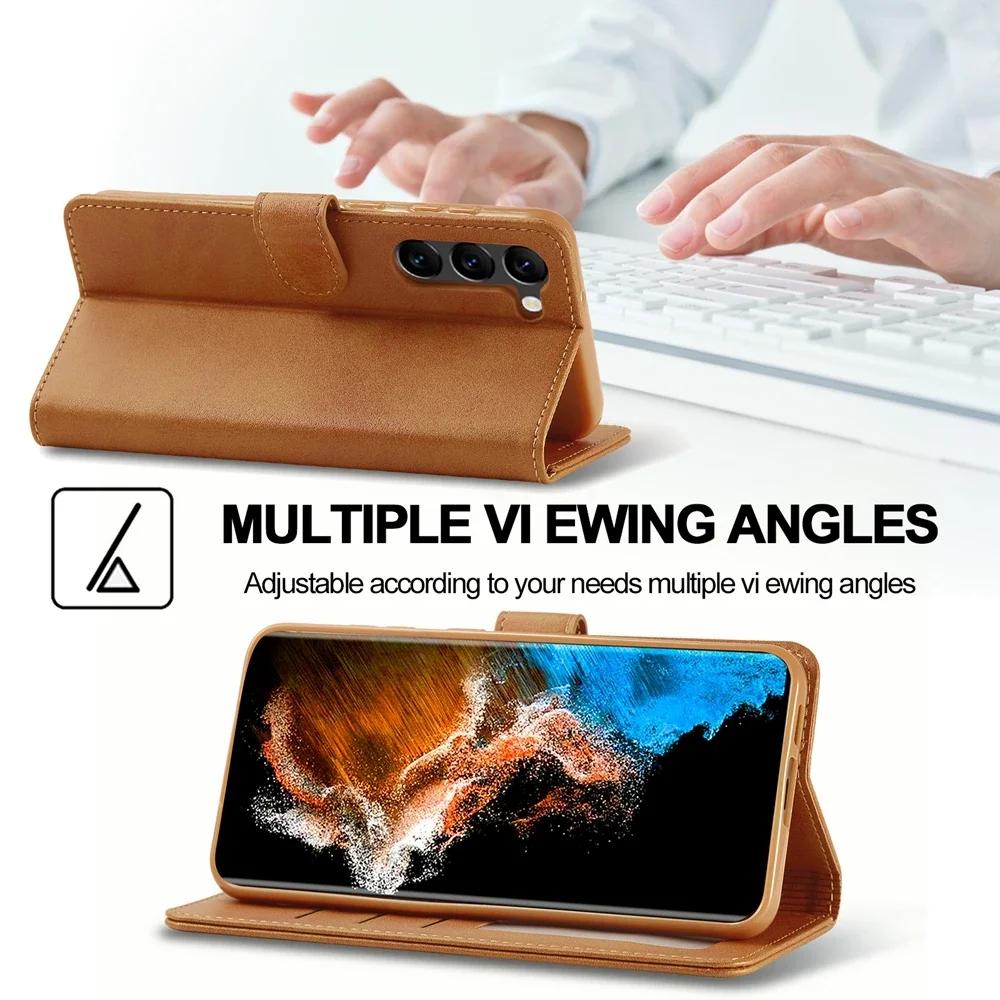 Leather Wallet Phone Cover Magnetic Flip Case Cards Slot For Samsung Galaxy S25 S23 Ultra S24 S22 Plus S21 FE A34 A54 A55 A14 A15