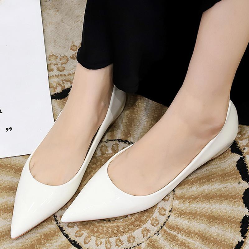 patent leather Women Flats Lady Sexy Evening Party Slip On Flat Shoes Women Sharp pointed low heel shoes leisure Female Shoes