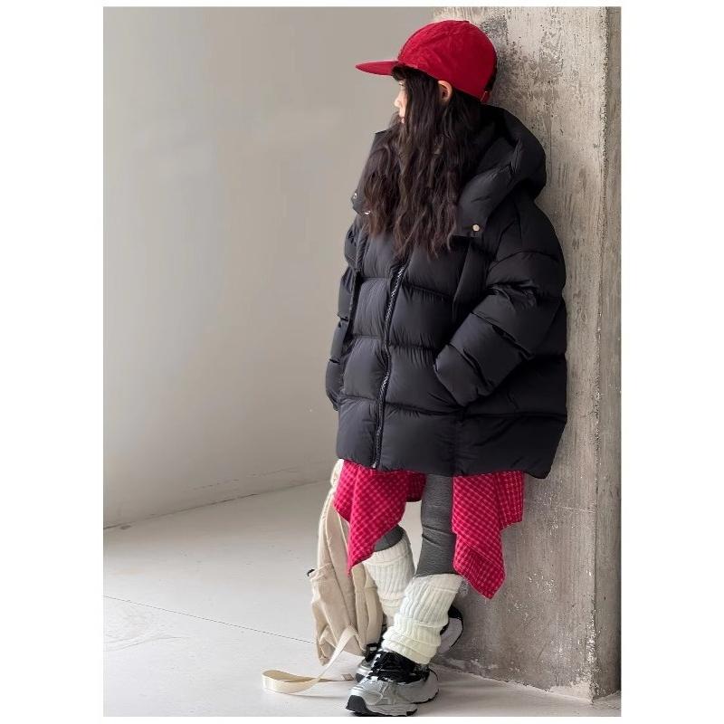 Children's Down Jacket Hooded Natural Fur Collar Winter Girls' Coat Warm White Duck Down Boys' Loose Fit Jacket