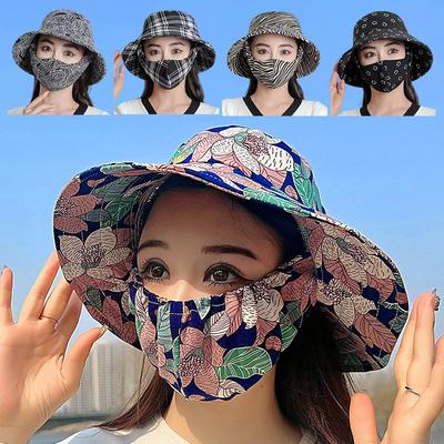 1 Adet Dört Mevsim Toz Maskesi Şapka Güneş Koruyucu Şapka Unisex Kova Şapka Tarımsal İş Şapkası Maskeli Hediye Geniş Kenarlı Balıkçı Şapkası