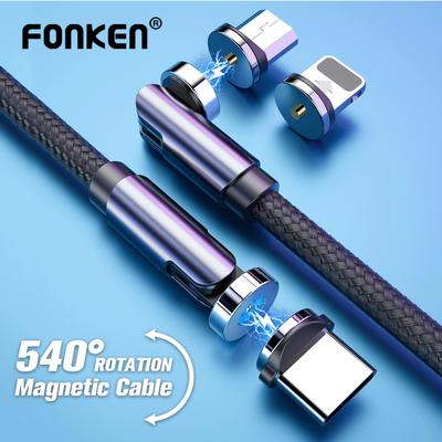 FONKEN Cabo magnético de rotação 540o, micro usb, cabo magnético rotativo, usb tipo c, cabo magnético para iphone, xiaomi, samsung