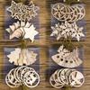 12PCS Christmas Wooden Pendants No Box Hallow Star/Angel/Tree Ornaments Home Christmas Tree Hanging Decoration Kids Gift Supply