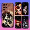 Mexican Catrina Skull Girls Phone Case For Samsung S10,S21,FE,S21 ,S26,S25,S24,S23,Ultra,S9,S22,Plus Black Shockproof Silicone