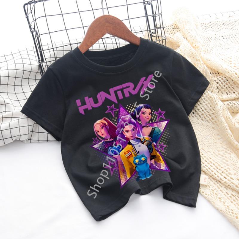 Huntrix Kpop Demon Hunters Children's T-shirt, a Cotton Lover's Gift, Fashionable Children's Short-sleeved Summer Clothing