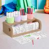 Drawing Paper Roll Holder Art Painting Paper Roll Stand With Pencil Holder Cups Wooden Parchment Dispenser Drawing Art Supplies