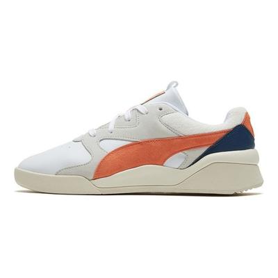 Aeon Heritage Sports Versatile Suede Slip-Resistant Durable Low-Top Marathon Running Shoes Women Sneaker White Orange 370961-05