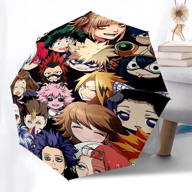 1pc My Hero Academia Characters Outdoor Umbrella - Automatic Opening/Closing, Portable 3-Fold Design, 8-Rib Iron Frame - Perfect Gift for Fans, T