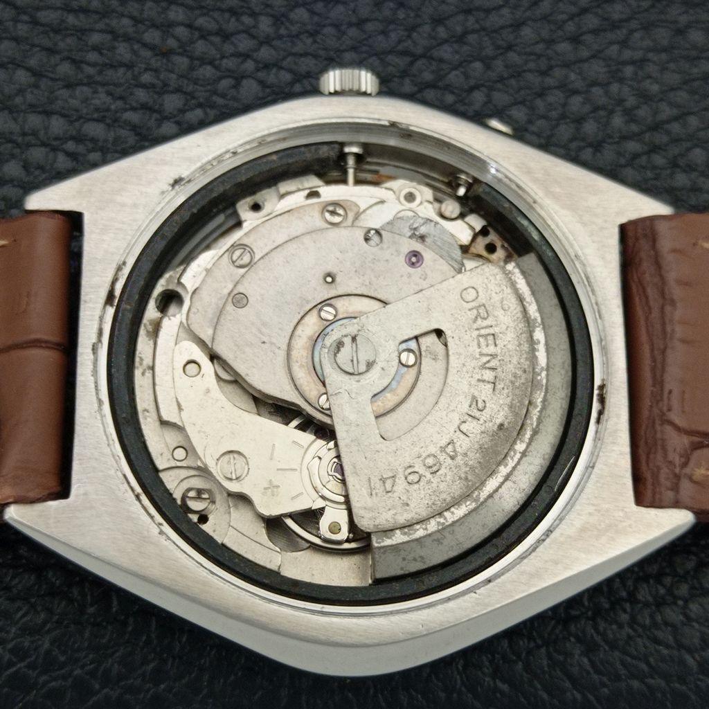 AUTOMATIK VINTAGE ORIENT CRYSTAL JAPAN 46941 HERREN WEISSES ZIFFERBLATT UHR a704829-1