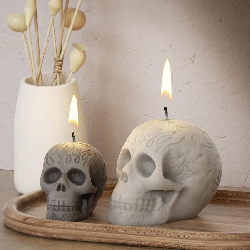 Halloween Candle Mold for Making Skull Scented Candle Mold Handmade Soap Plasters Handcrafts Resin Casting Silicone Mold