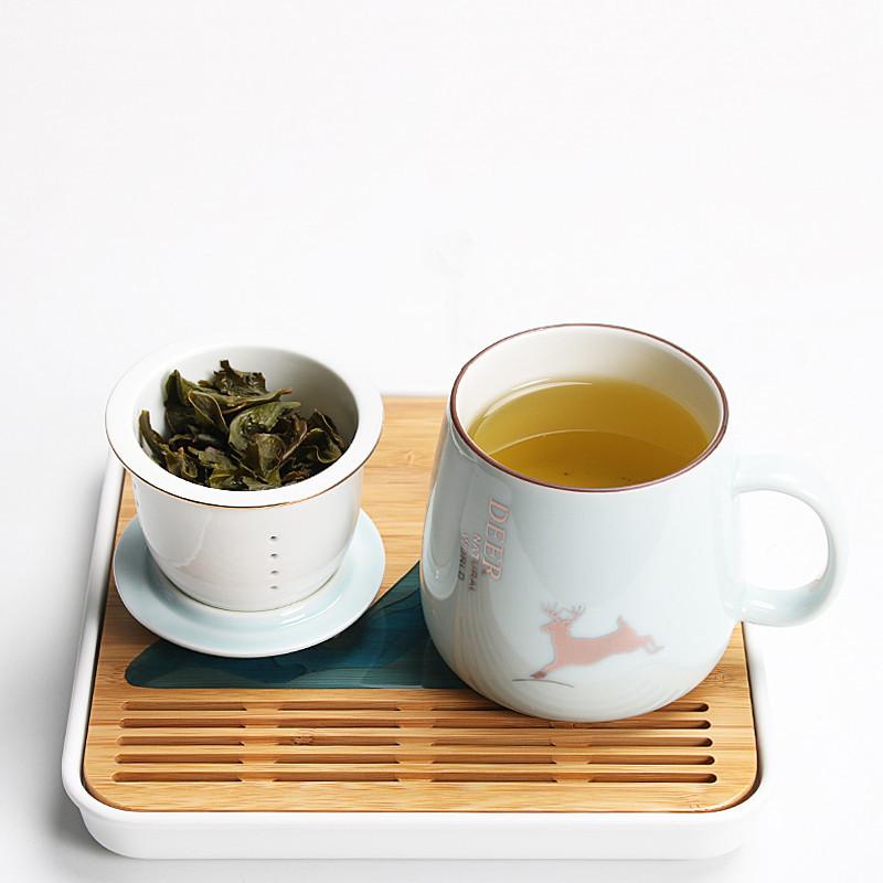 Tazza da tè con filtro in ceramica Coppia di bicchieri semplici e di grande capacità Tazza da caffè per la casa con coperchio Tazza per la separazione del tè da ufficio in porcellana