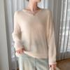 Mulberry Silk V-neck Sweater: Soft, Lightweight Velvet Knit, Women's Loose Fit for Autumn/Winter.