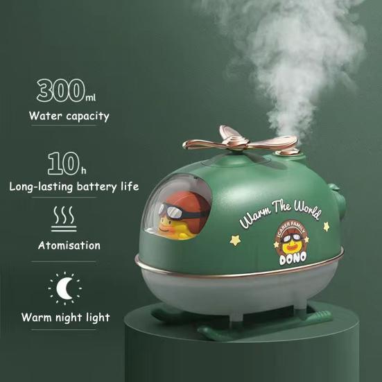 Cute Duck Pilot Airplane USB Humidifier 300ml Portable Personal Cool Mist Humidifier with Colorful Night