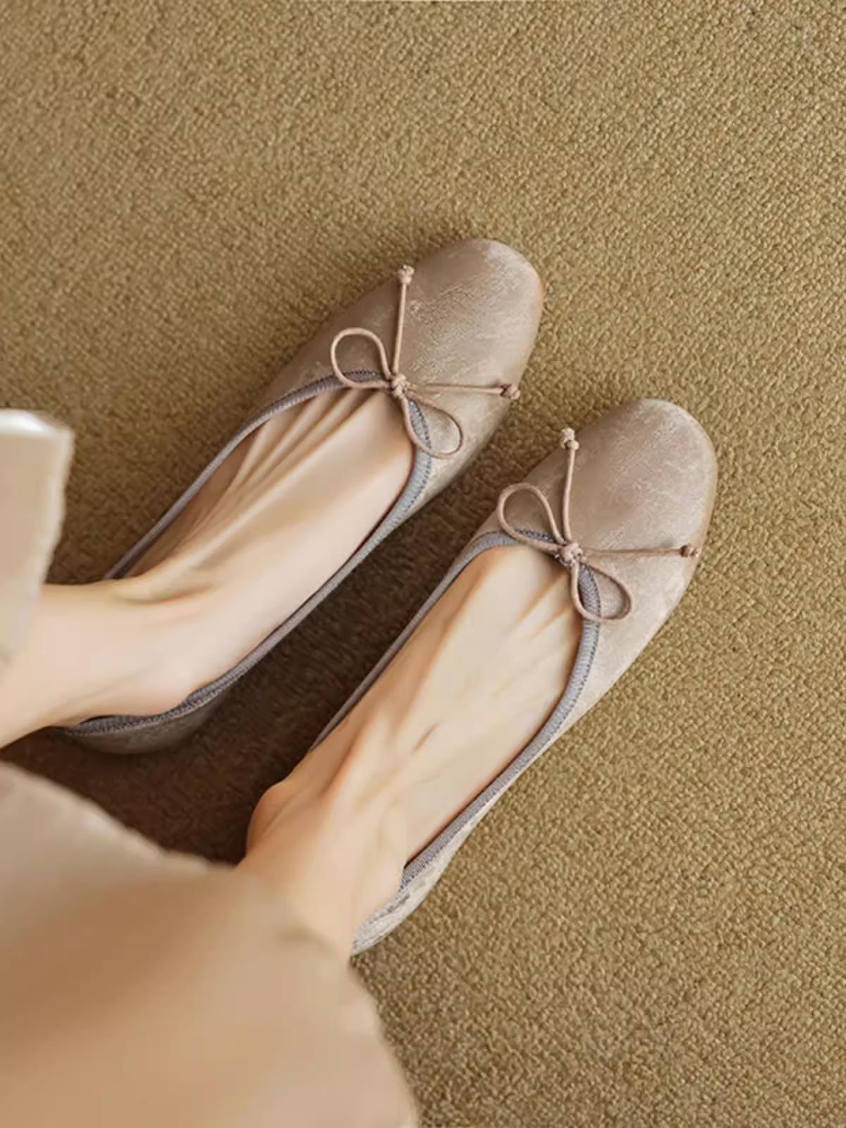 

Женские повседневные балетки без шнуровки с круглым носком и закрытым носком, повседневные туфли на плоской подошве с бантом, женские удобные рабочие нарядные туфли на плоской подошве, прогулочная обувь 39 абрикосовый