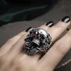 Vintage Gothic Skull Rose Ring For Men WoVintage Gothic Skull Rose Ring For Men Women Hip Hop Biker Finger Ring Halloween Birthd