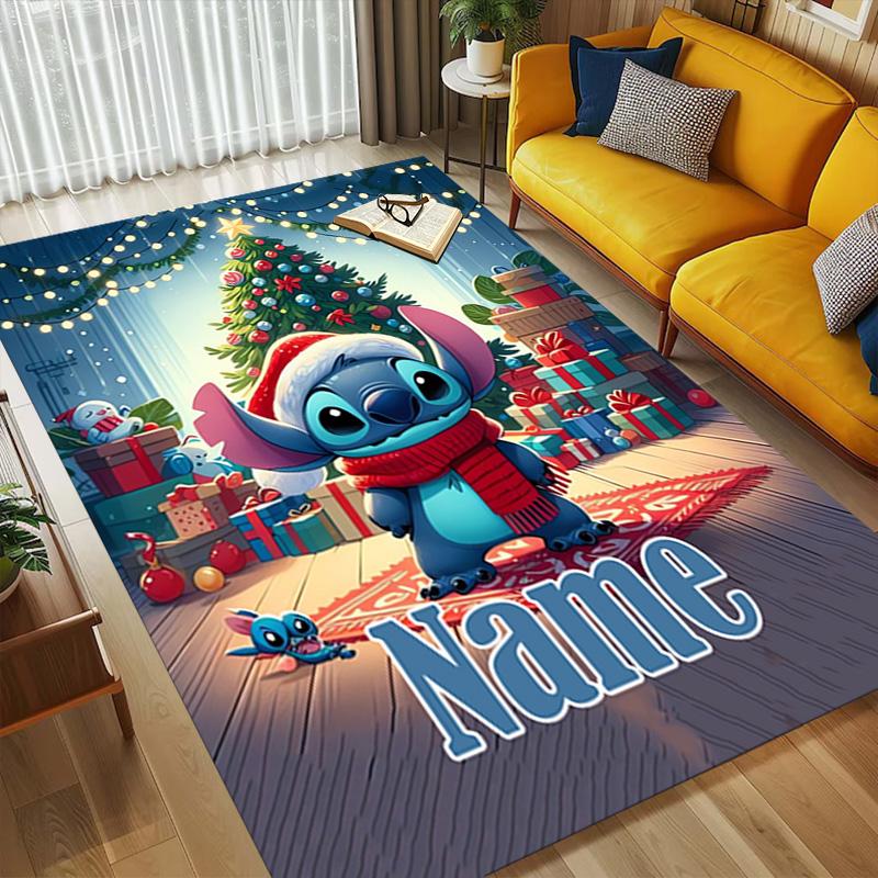Personalized Name Halloween Stitch Living Room Non-Slip Area Rug Soft Carpet for Bedroom Kids Playroom Sofa Office Home Decor Doormat