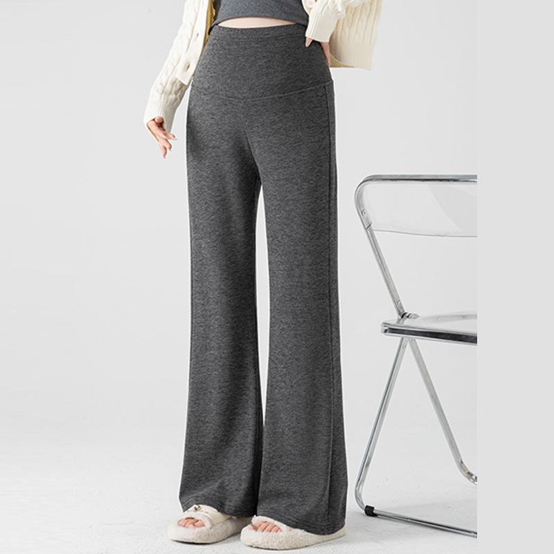 Maternity glutinous rice pants spring, autumn and winter outer wear wide legs loose large size casual fashion leggings velvet thickened warm