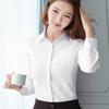 Women's Long Sleeve Square Neck White Blouse - Professional Korean Style Workwear
