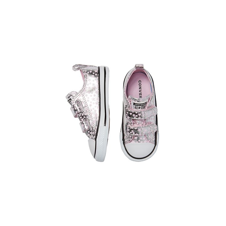 Converse Chuck Taylor All Star Low Top Baby Walker Shoes Silver Pink Baby Shoes 769706C