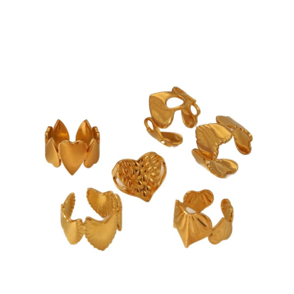 Elegant 18k Gold-Plated Stainless Steel Open Ring with Unique Korean Design