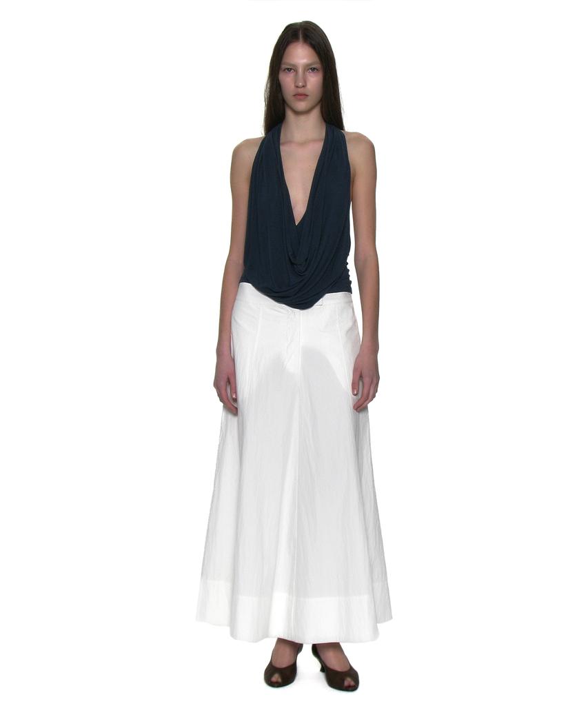 Partimento Woman Pocket Pointed Flare Maxi Skirt_White
