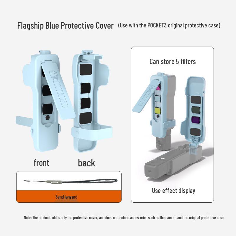 DJI Pocket 3 Protective Case with Magnetic Flip Cover and Screen Plate for Gimbal Camera and Filter Storage.