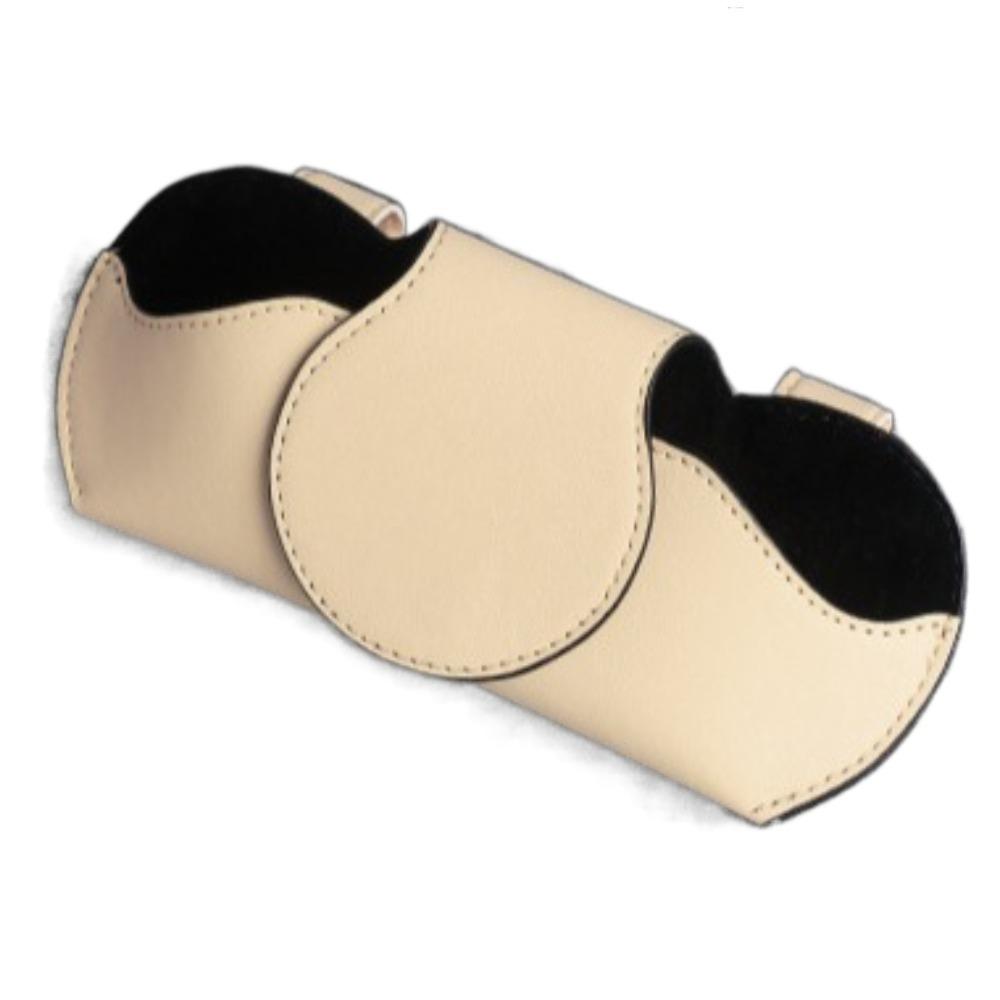 

Trendy PU Leather Car Glasses Box Magnetic Fastener Clip Car Sunglasses Case Hanger Card Sun Visor Storage Accessories бежевий