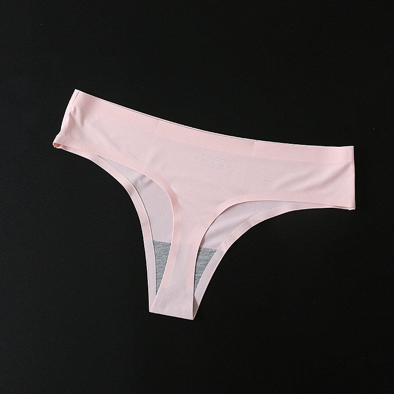 

One-Piece Ice Silk Breathable Quick-Drying Sexy Seamless Fitness T-Back Women s Fashion Sports Yoga Invisible Underpants Thin Tender Pink Small Size (42.5-55kg)